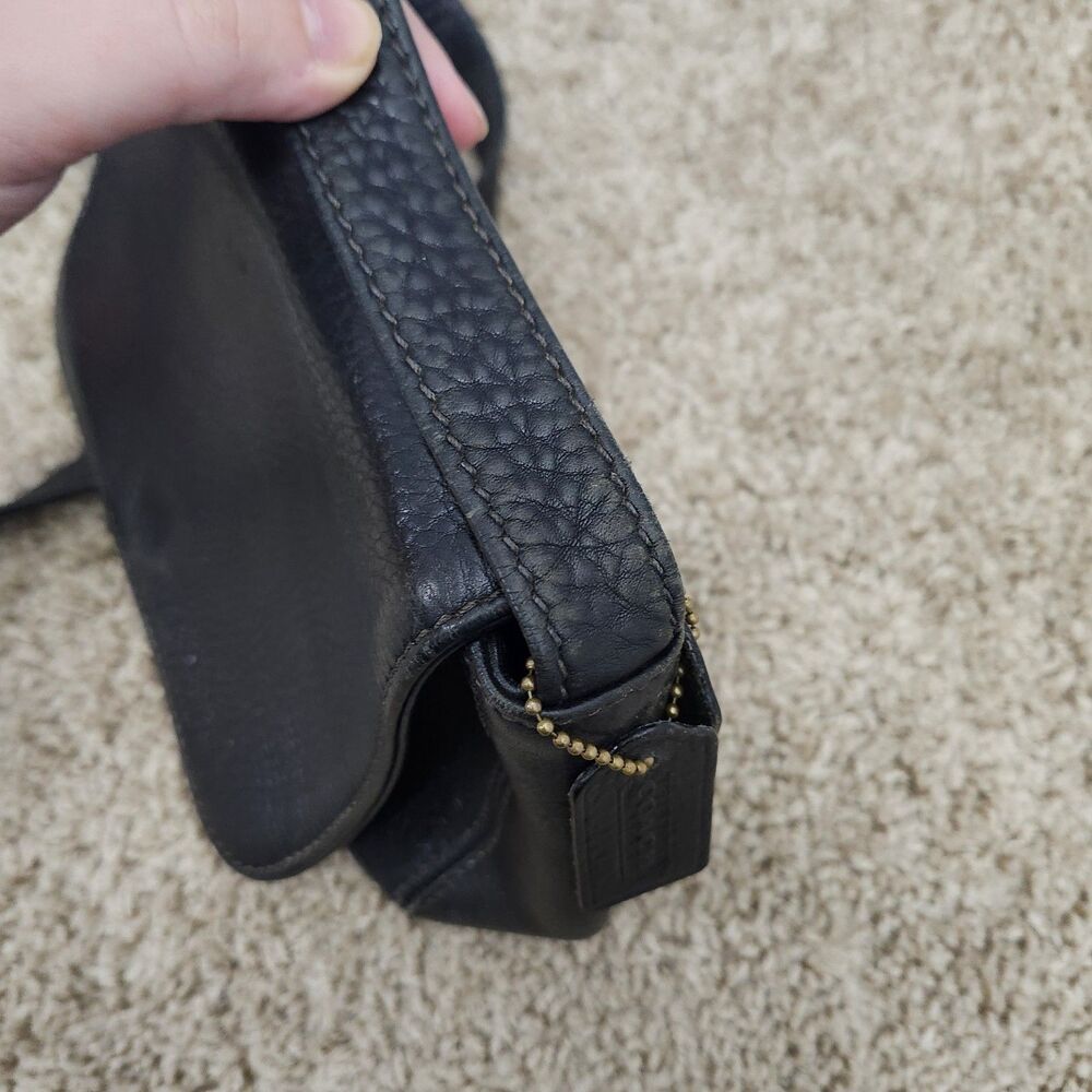 Coach 4929 Black Pebbled Leather Messenger Cross Body Handbag Adjustable Strap - Picture 7 of 16